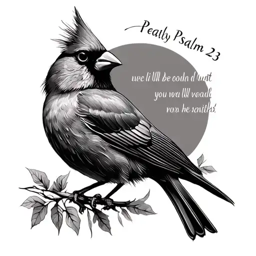 Cardinal and psalm 23 verse simple  tattoo design idea