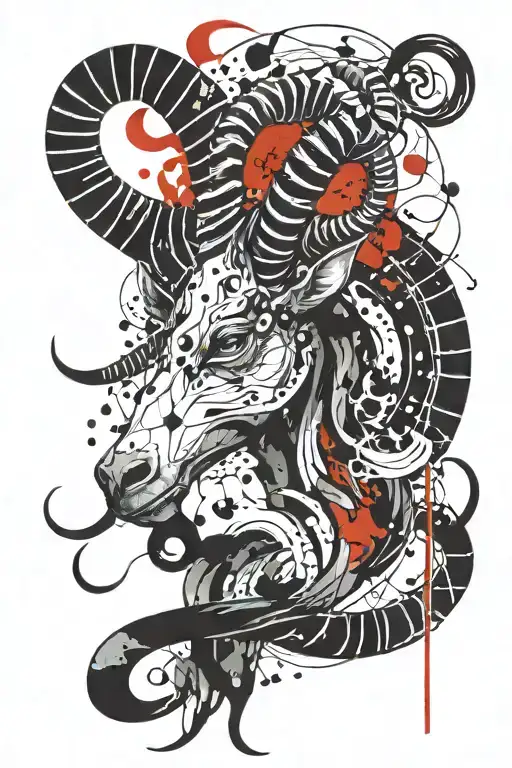 Gothic Capricorn simplistic tattoo design idea