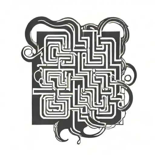 A blackwork tattoo of a criminal mind maze with hidden clues and symbols related to your work as a forensic psychologist tattoo design idea