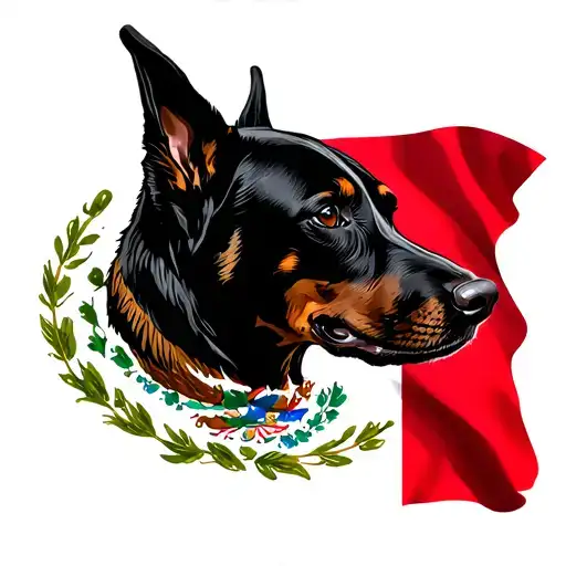 Mexico flag, dogs tattoo design idea