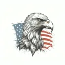 american flag background; eagle holding bombs foreground tattoo design idea