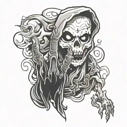 ghost with middle finger tattoo design idea