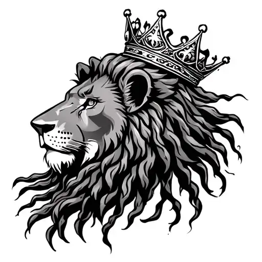lion dread locks with crown  tattoo design idea