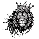lion dread locks with crown  tattoo design idea