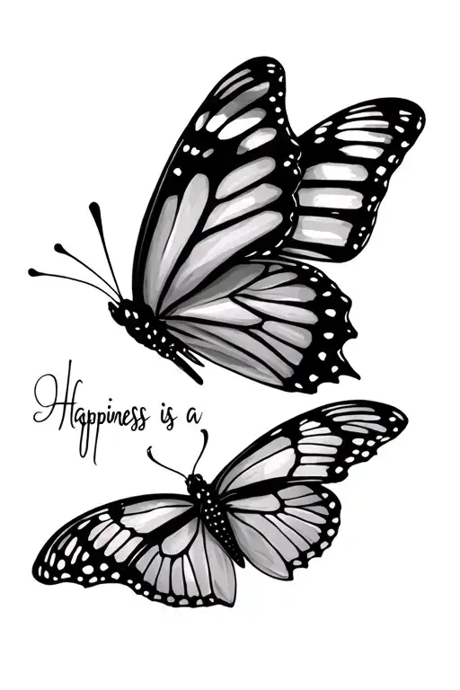 "happiness is a butterfly" tattoo design idea