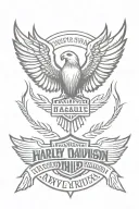harley davidson eagle wings in memory his name tattoo design idea