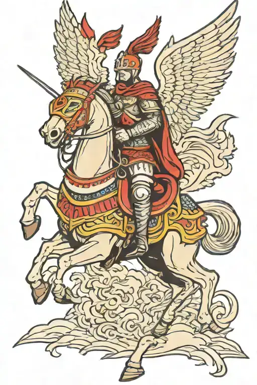winged hussar warriors riding tattoo design idea
