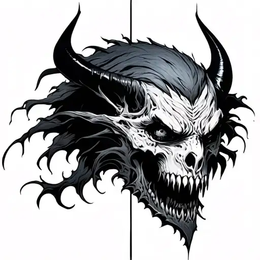 Half Good Half Evil tattoo design idea