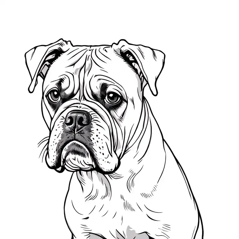 boxer dog with cropped ears line drawing style tattoo featuring tattoo design idea