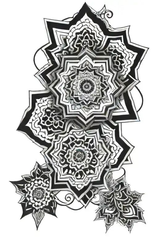 mandala design with honeycomb and ornamental elements tattoo design idea