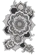 mandala design with honeycomb and ornamental elements tattoo design idea