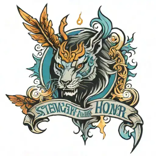 strength and honor  tattoo design idea