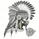 African Warrior With Native American headress pattern incorporating tattoo design idea