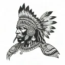 African Warrior With Native American headress pattern incorporating tattoo design idea