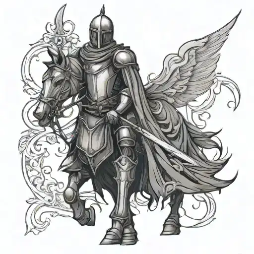 dark fantasy medival knight tattoo design idea