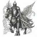 dark fantasy medival knight tattoo design idea