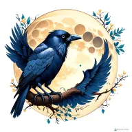 Raven with the moon cycles  tattoo design idea