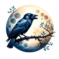 Raven with the moon cycles  tattoo design idea