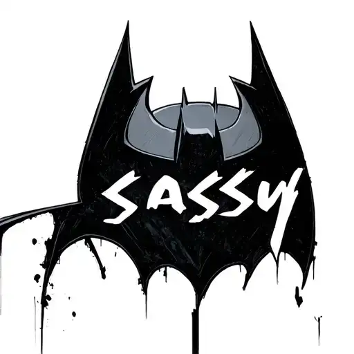 batman logo made out of the word "sassy" tattoo design idea