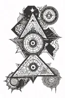 Outer Wilds eye coordinates but nordic runes style tattoo design idea