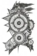 Outer Wilds eye coordinates but nordic runes style tattoo design idea