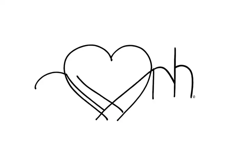 Infinite heart and initial heart m and n tattoo design idea
