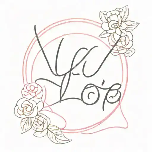 first name lola, fine lines, pink, tattoo design idea