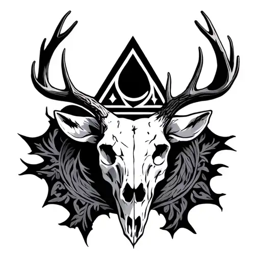 deer skull with the illuminati tattoo design idea