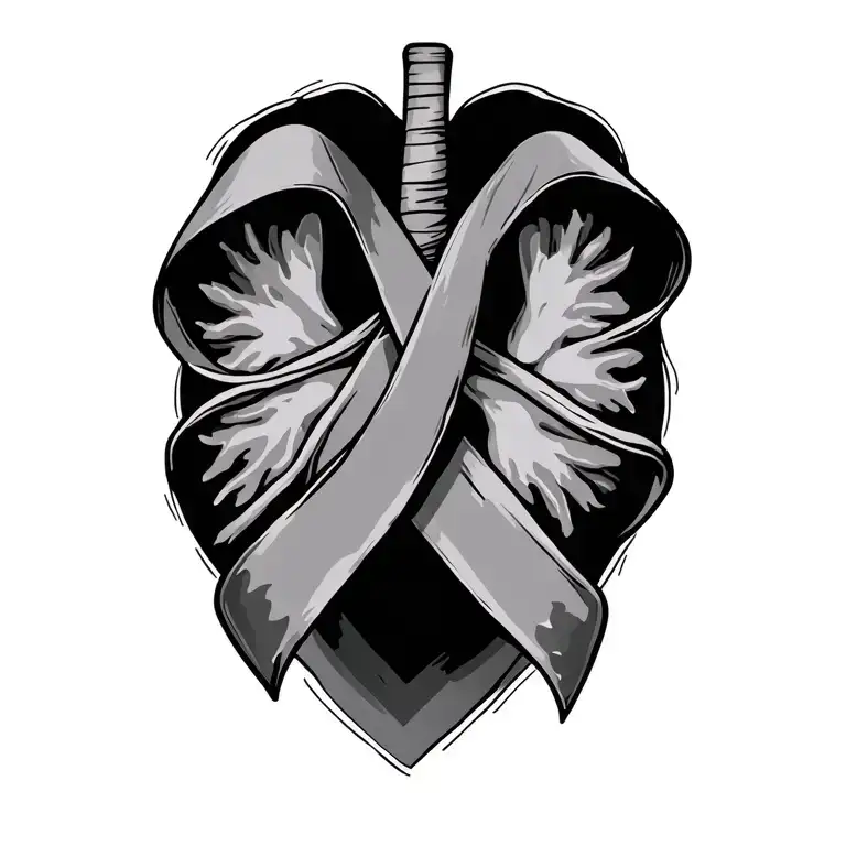 lung cancer ribbon wrapped tattoo design idea