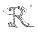 needle and thread with letter R tattoo design idea