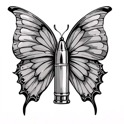 bullet with butterfly wings tattoo design idea