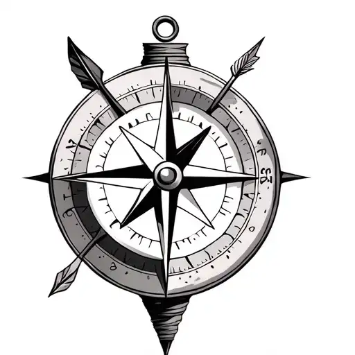 compass with arrow tattoo design idea