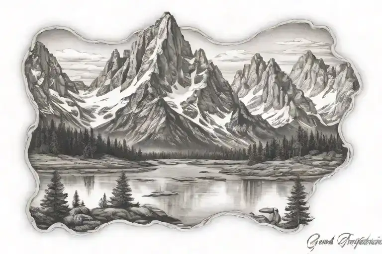 grand Teton mountain range dream to reality tattoo design idea