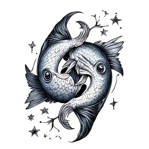Gemini And Pisces Combined tattoo design idea