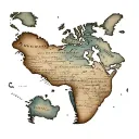 Tattoo on the back of the forearm of a old pirate map of north and South America with Puerto Rico and Dominican Republic tattoo design idea