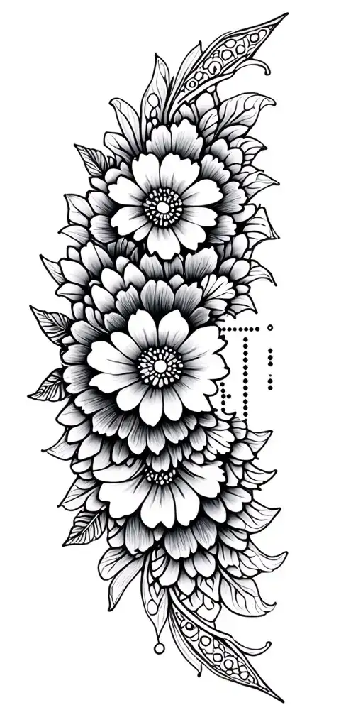 mandala flowers morse code tattoo design idea