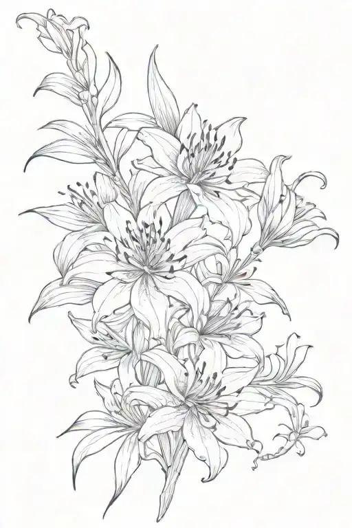 oriental, fan, dragon, spider lily flowers tattoo design idea