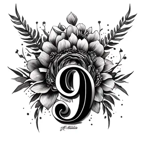 number 9 tattoo design idea