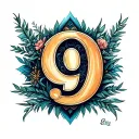 number 9 tattoo design idea