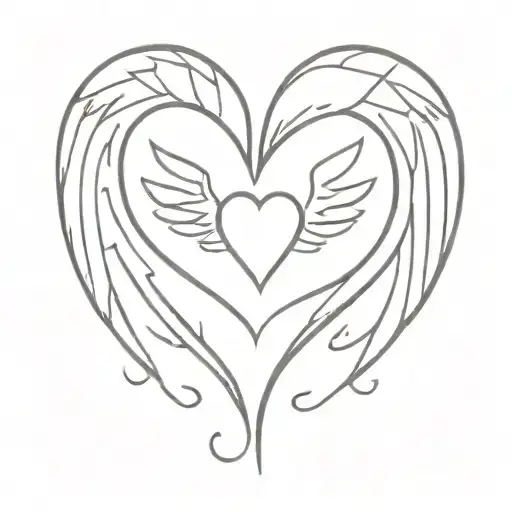 A minimalist tattoo of a heart with wings, symbolizing the love from your deceased mother tattoo design idea