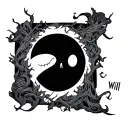 zero from nightmare before Christmas with the name Will in outline tattoo design idea