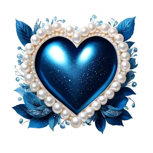 A heart-shaped with a white pearl border, blank frame in midnight. tattoo design idea