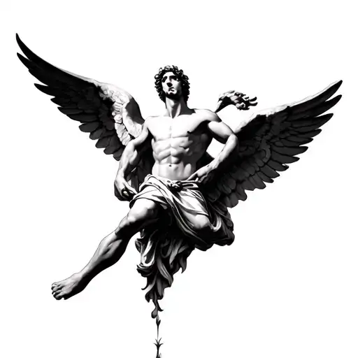 icarus falling with the hands of god  tattoo design idea