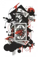 A buffoon shuffling a deck of tarot cards arranged tattoo design idea