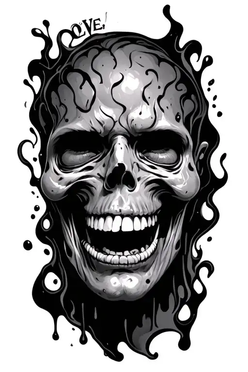 melting click , love , hate , peace ,love ,no fear  tattoo design idea