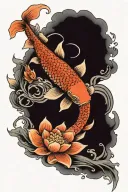 koi carp water lotus flower samurai japanese cherry cloud tattoo design idea