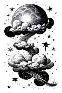 stars, clouds,space tattoo design idea