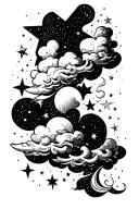 stars, clouds,space tattoo design idea