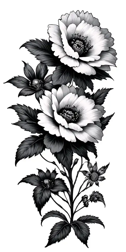 flowers spiders crosses mixed tattoo design idea