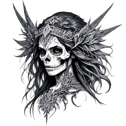 hel nordic godess of death tattoo design idea